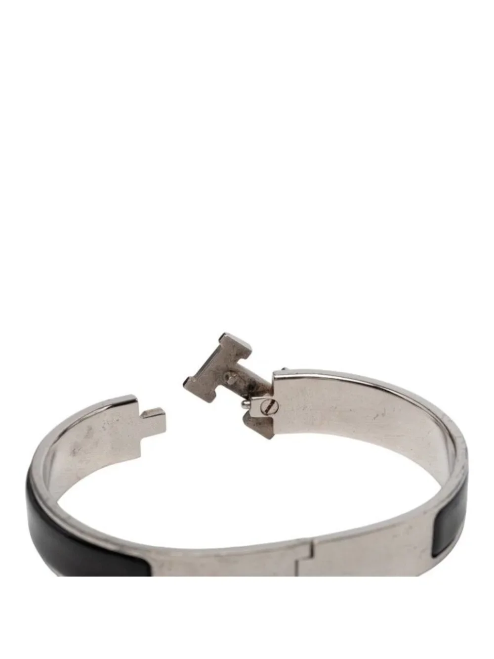Hermes Click PM Bracelet Bangle Silver Black Metal